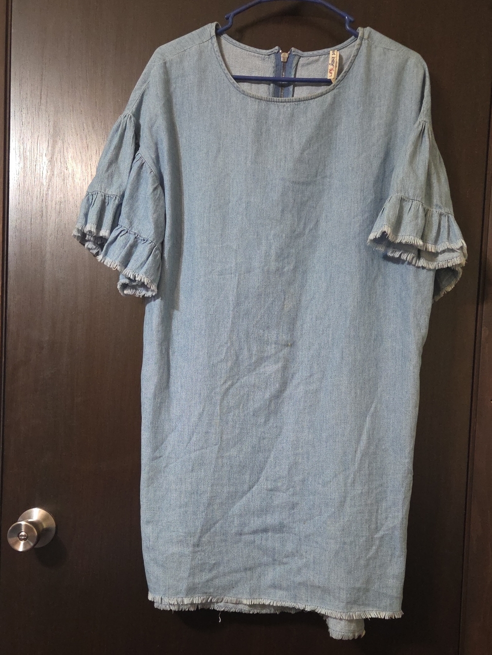 Girl Krazy adorable adult dress mini  blue.   fancy sleeves.  7(L)